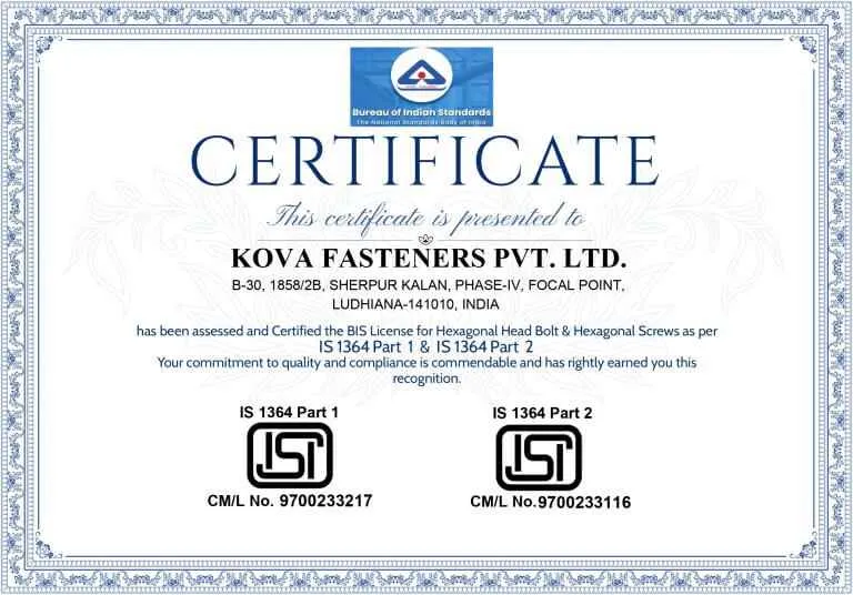BIS Bureau of Indian Standards Mark Certificate