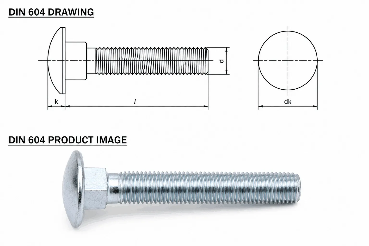 DIN 604 Countersunk Bolt Blueprint