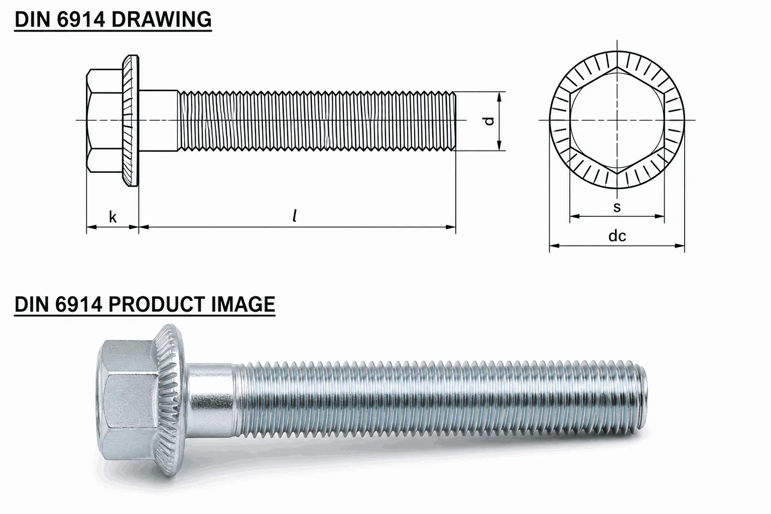 DIN 6914 Structural Bolt Dimensions