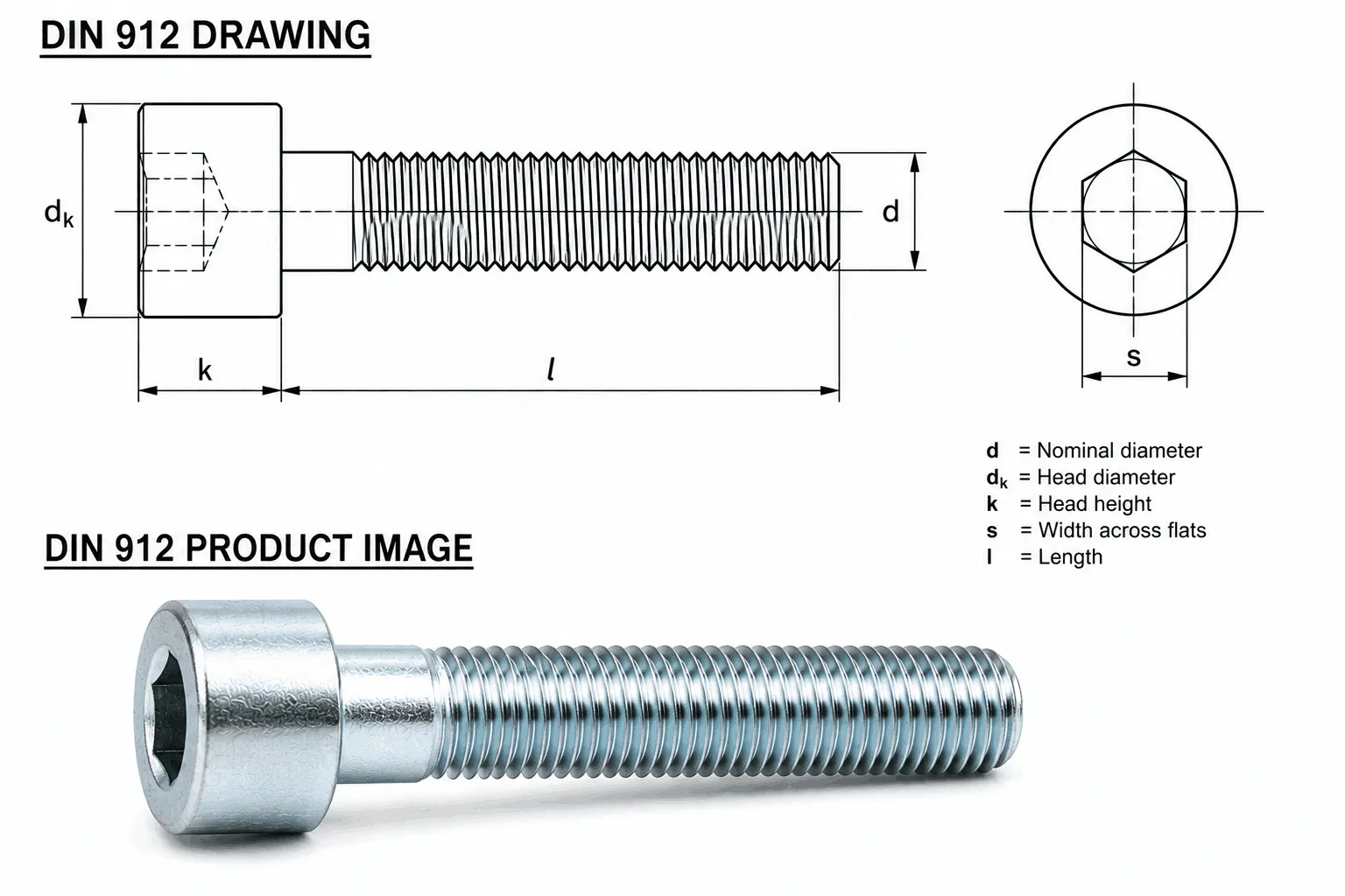 DIN 912 Socket Cap Screw Drawing