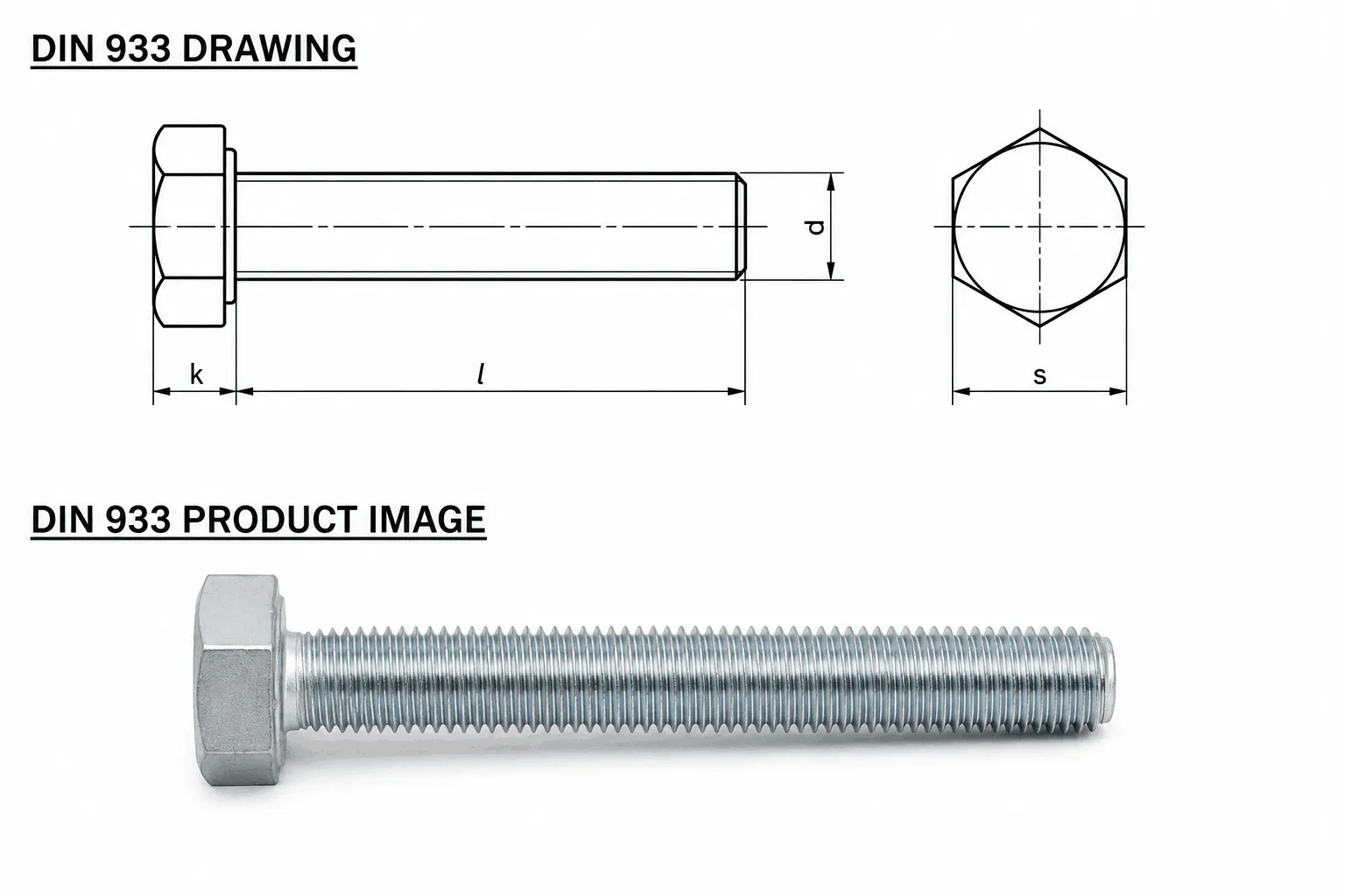 DIN 933 Full Thread Bolt Specification